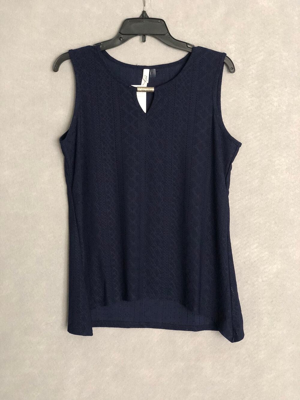 NY Collection Knit Eyelet Top Sleeveless Women's Size Medium NEW